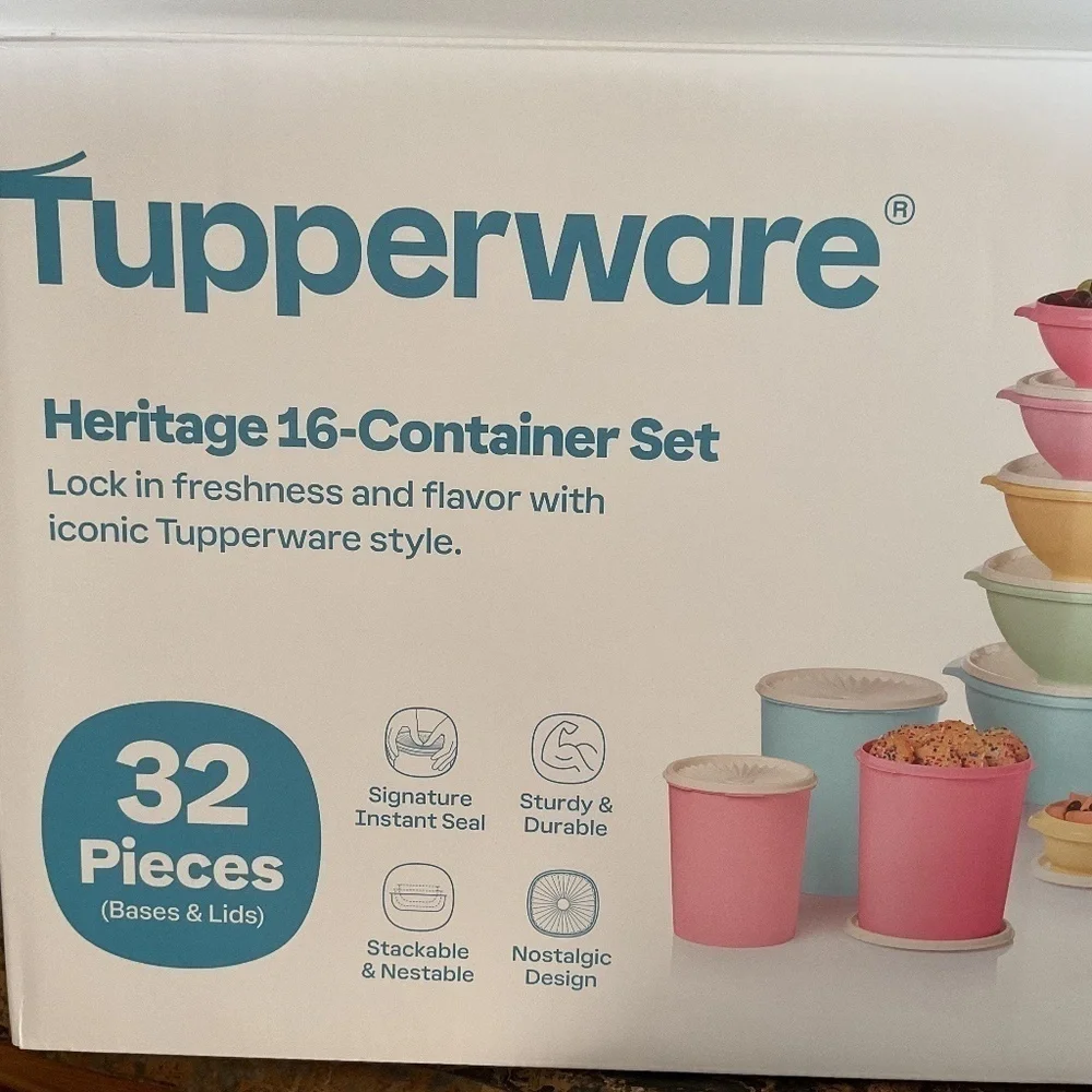New with box Tupperware Heritage Collection 32 Piece Food Storage Container Set